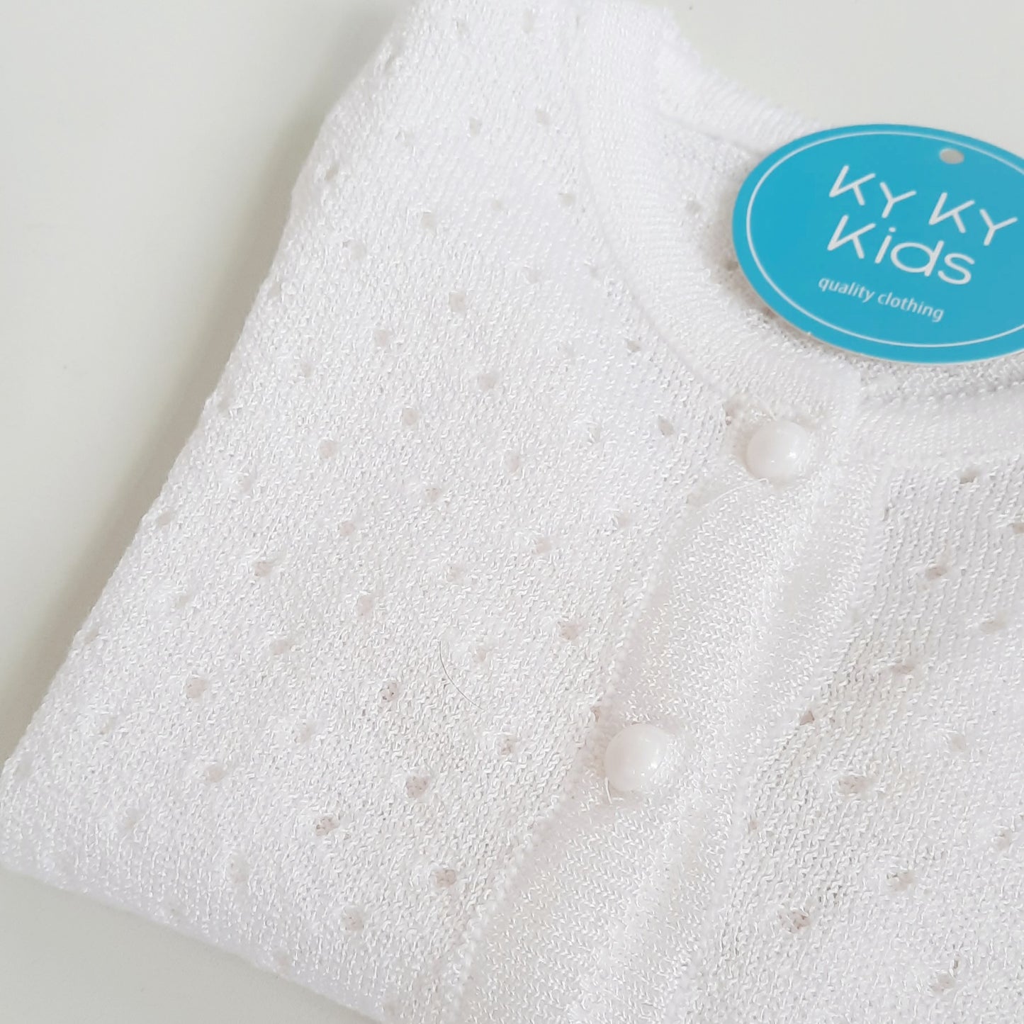 Layla Girls Snow White Fine Knit Cardi