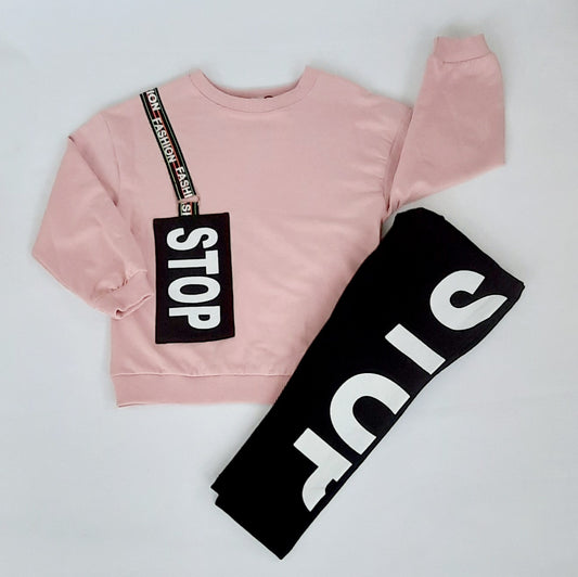 Older Girls Pink Stop Tracksuit