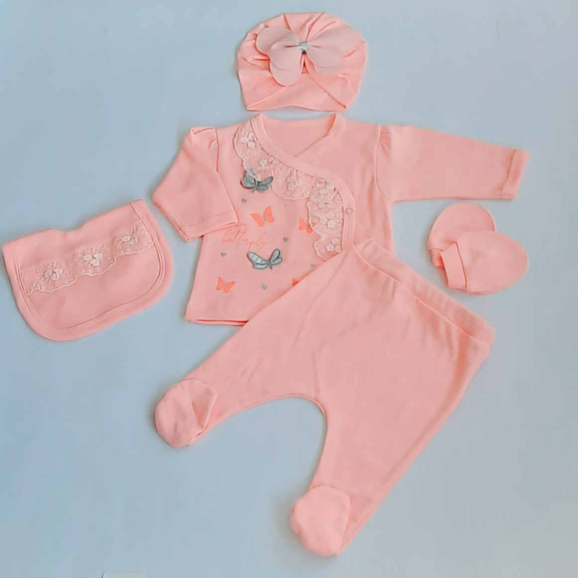 Kelly Baby Girls Peach Butterfly Set