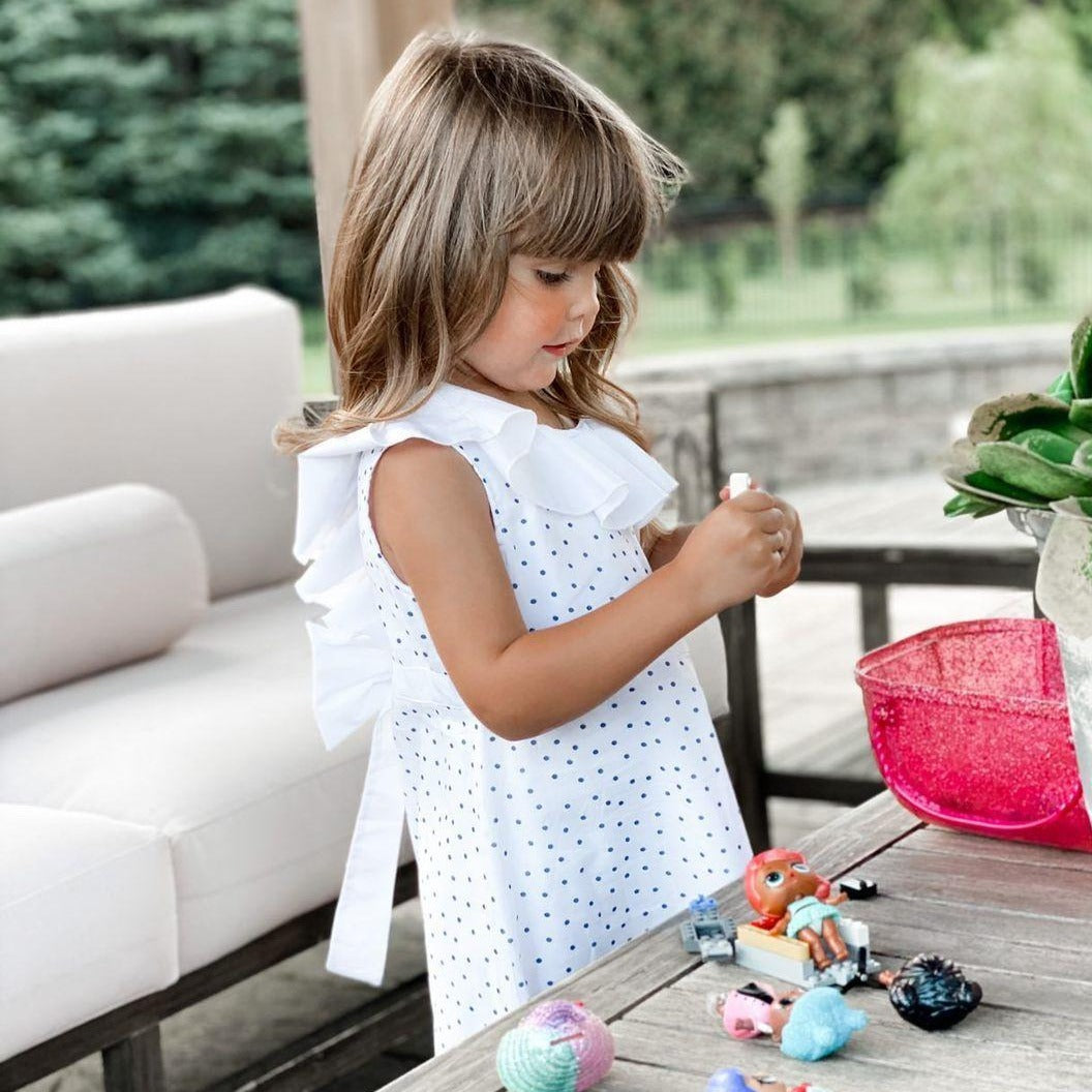 Lara White and Navy Polka Dot Dress