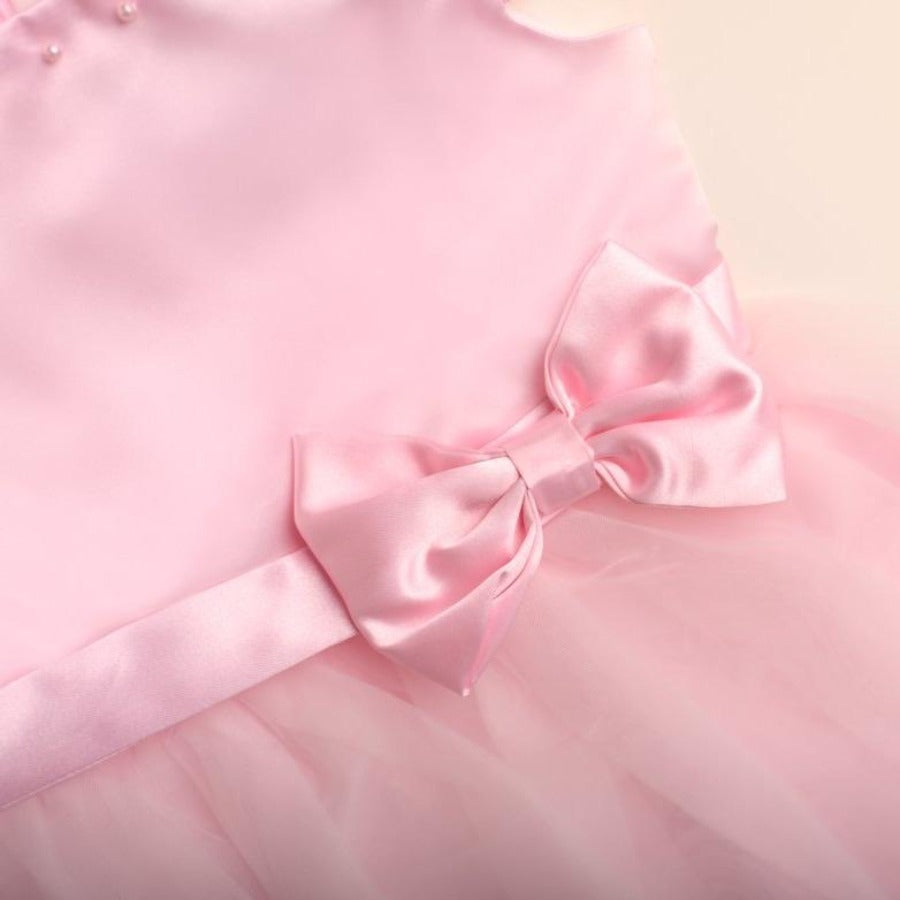 Amara Pink Satin Flowergirls Dress