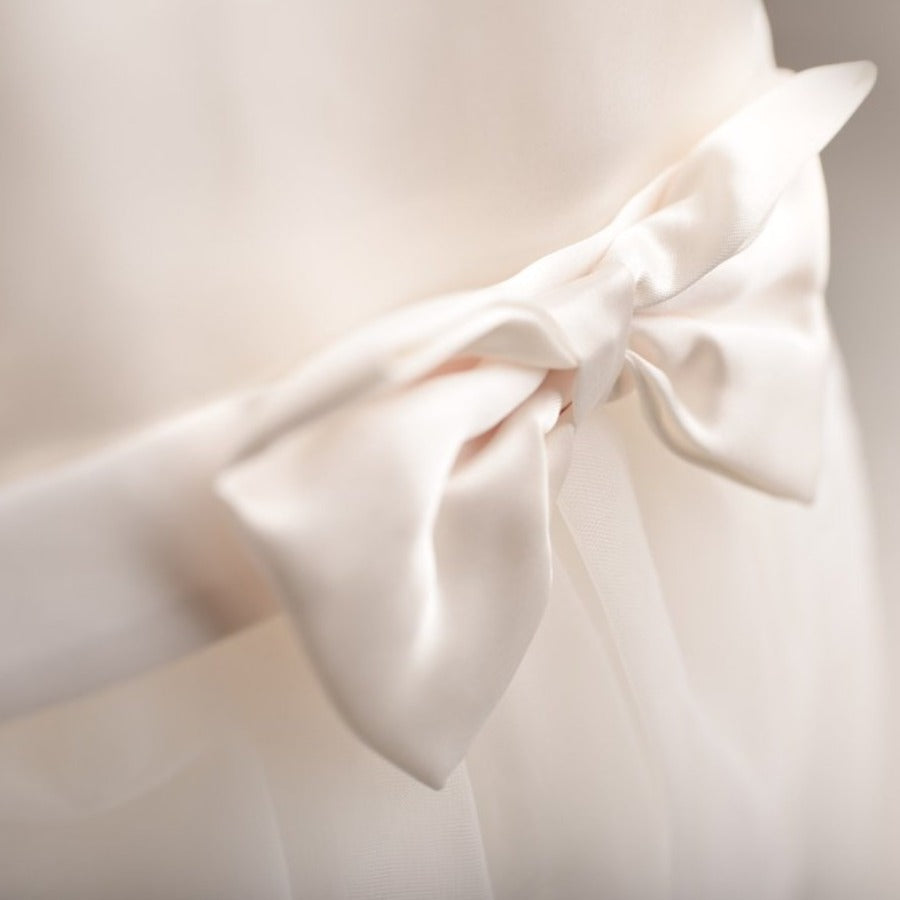 Avery Ivory Satin Flowergirls Dress