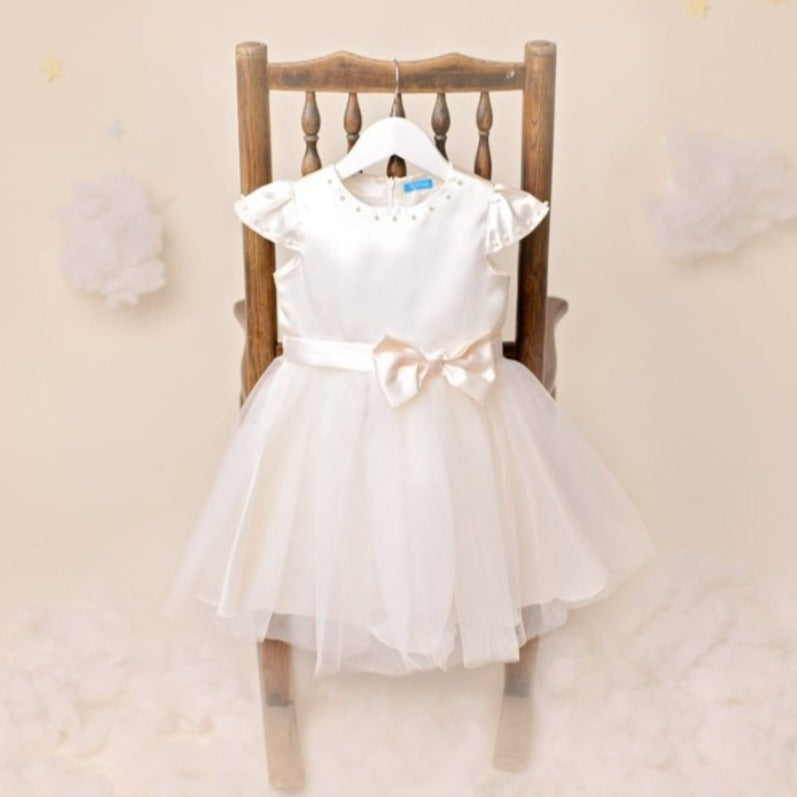 Avery Ivory Satin Flowergirls Dress