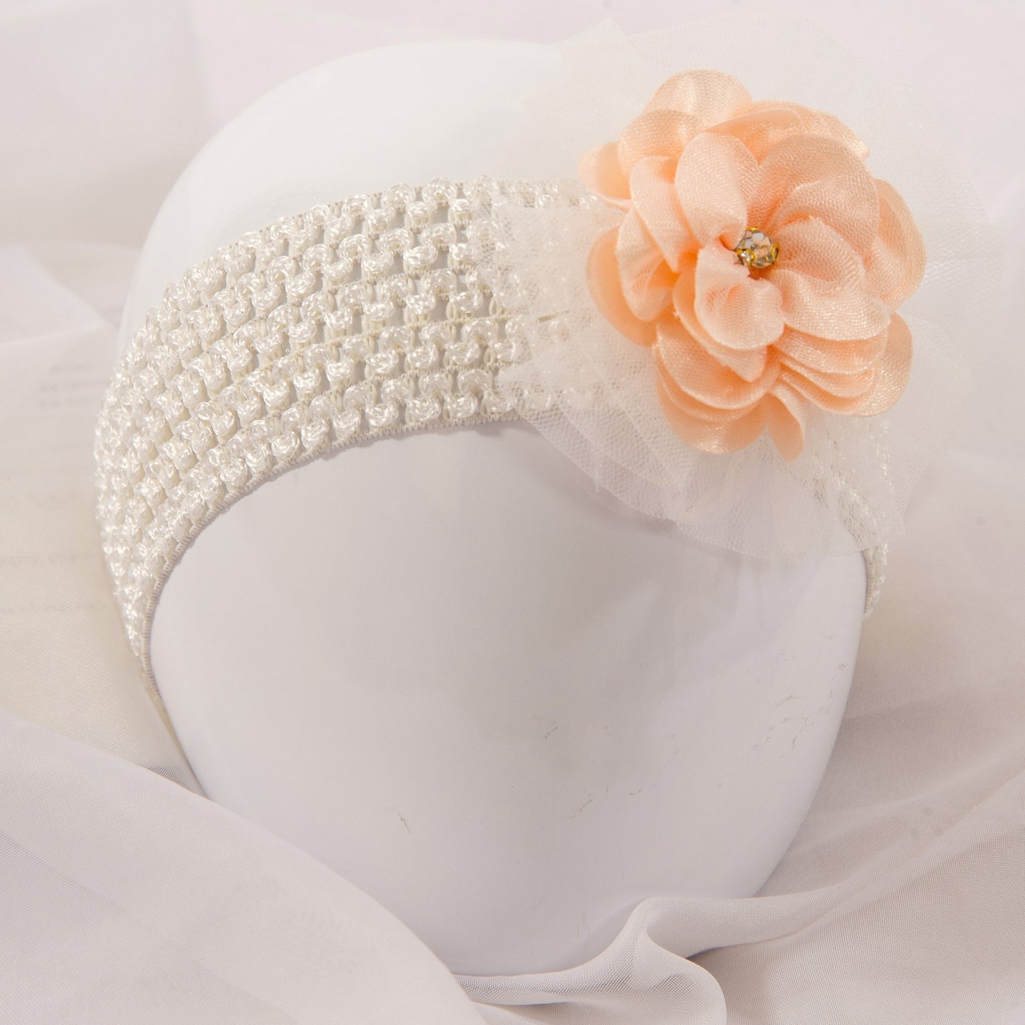 Single Tutu Hair band - Peach Diamante
