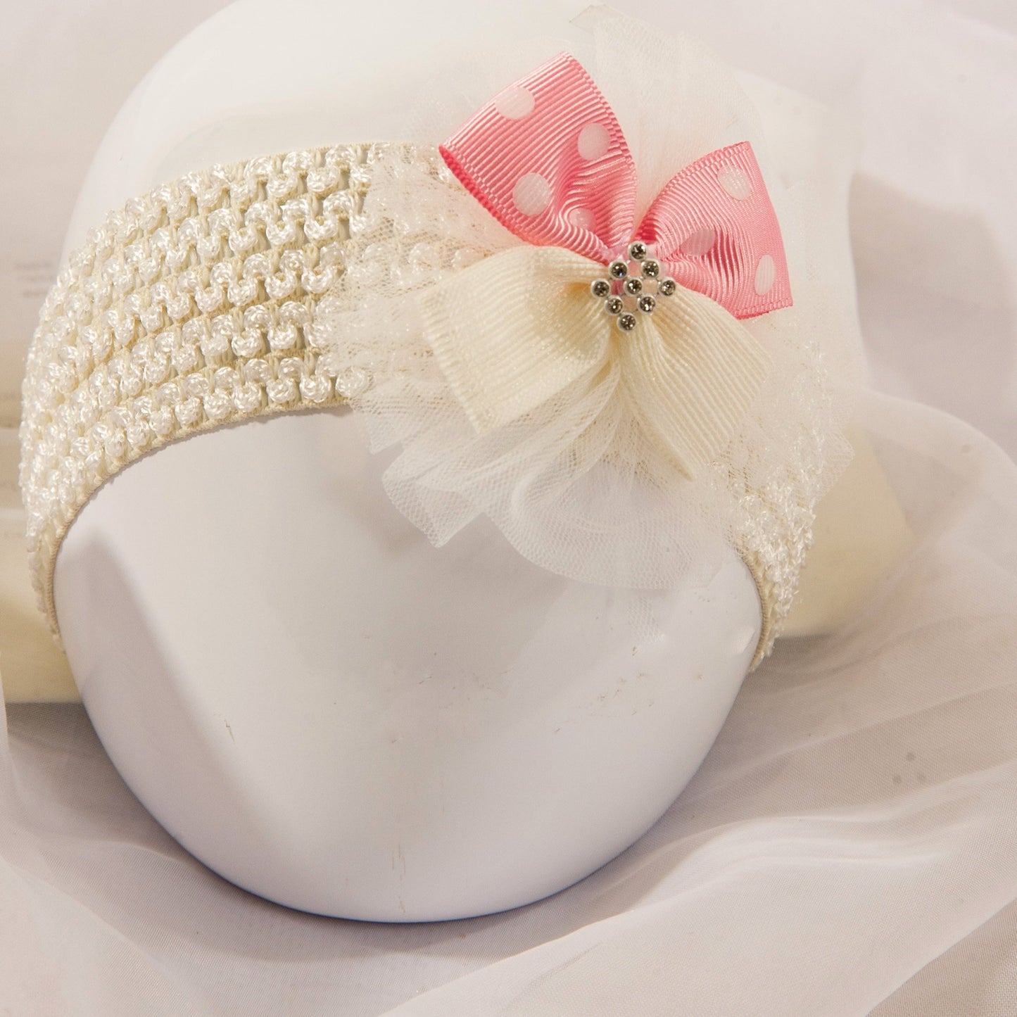 Single Tutu Hair band - Pink Polka Diamante