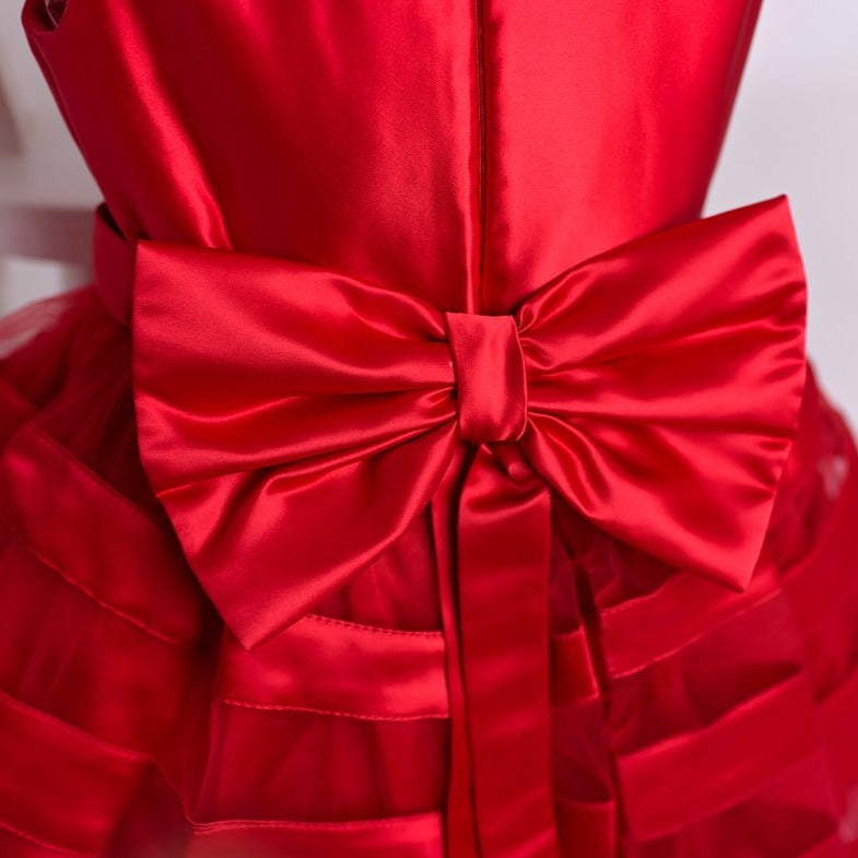 Claire - Red Girls Party Dress & Hairband