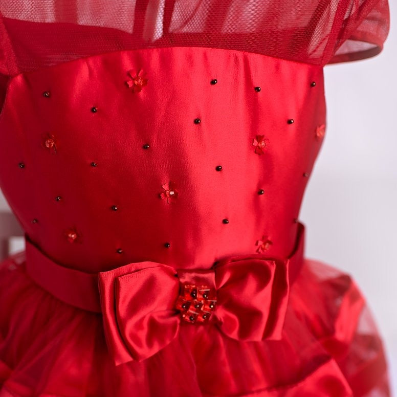 Claire - Red Girls Party Dress & Hairband