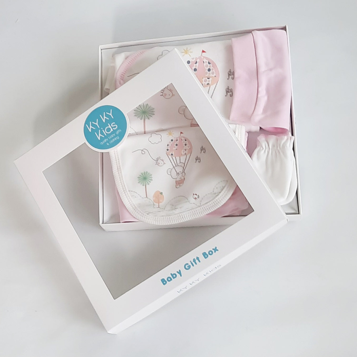 Baby Girls Bear & Balloon Gift Box