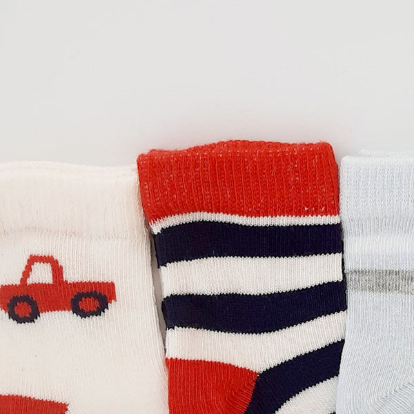 Baby Boys Red Car Socks 3 Pack