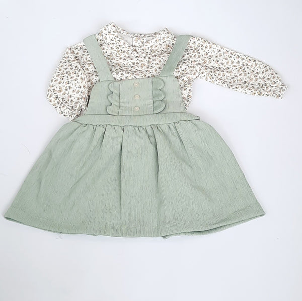 Sonya Baby Girls Green Pinafore & Top