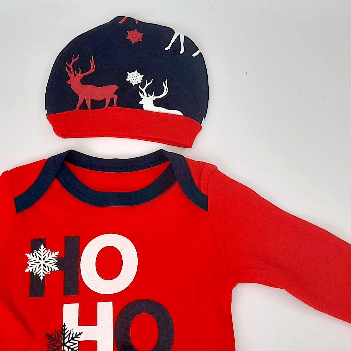 Baby Christmas Red Top Pants & Beanie Set