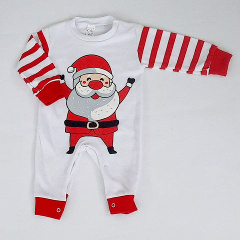 Santa White Christmas Babygro