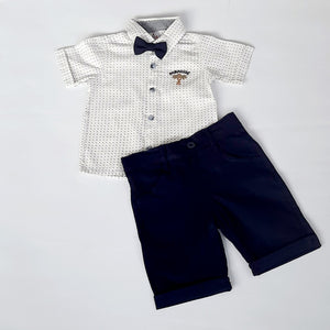 Thomas Boys Shirt Shorts & Bow Tie Set