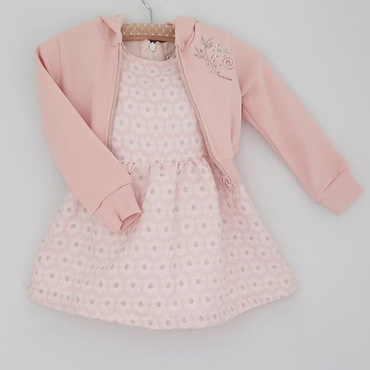 Clara Baby Girls Pink Dress & Cardigan