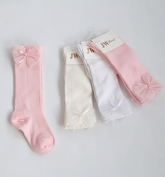 Girls Cotton Long Socks with Bow