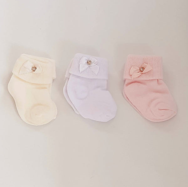 Baby Cotton Socks with Diamante Bow