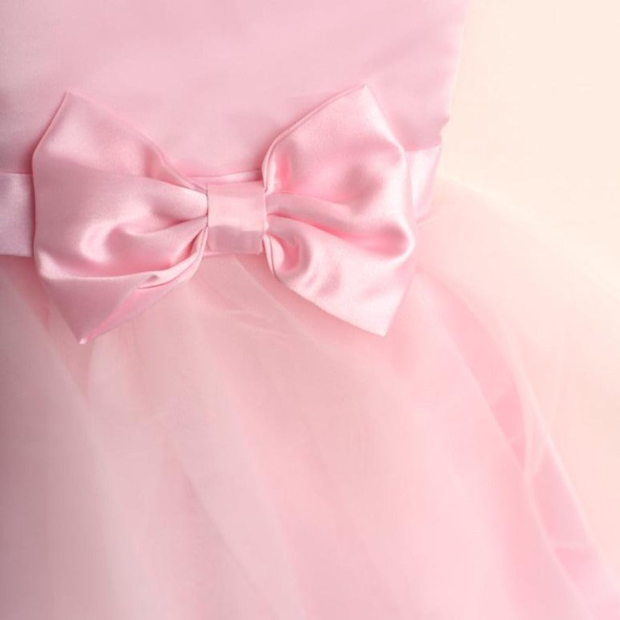 Amara Pink Satin Flowergirls Dress