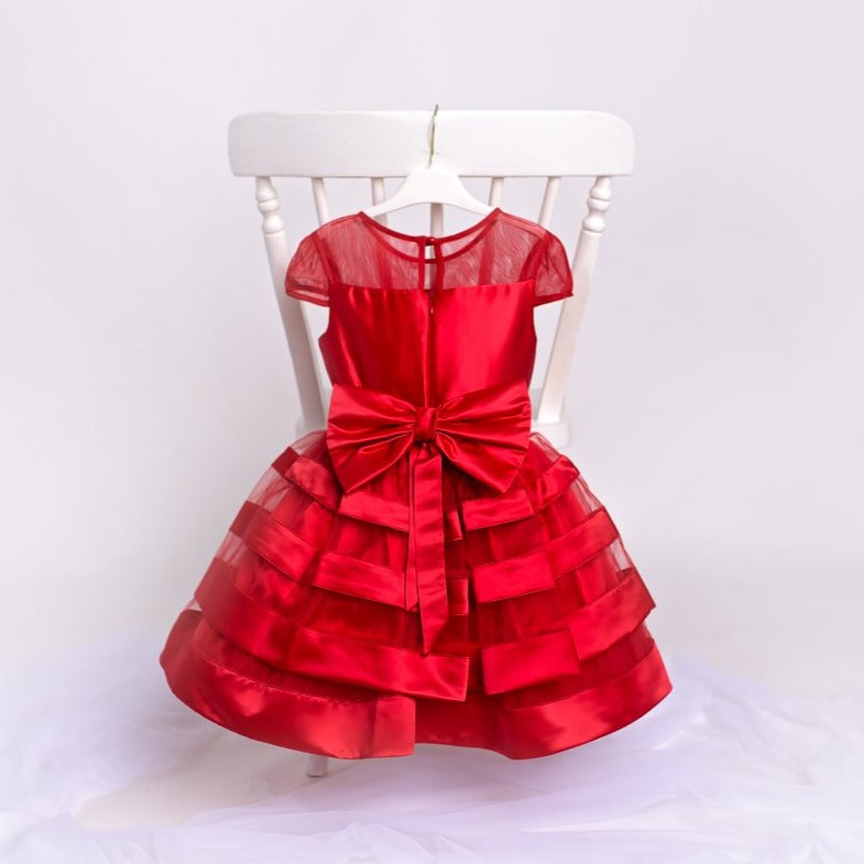 Claire - Red Girls Party Dress & Hairband