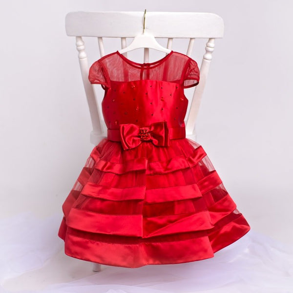 Claire - Red Girls Party Dress & Hairband