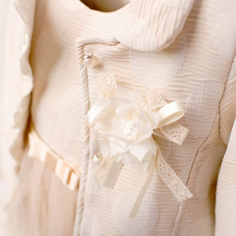 ky ky kids cream circle dress and coat closeup